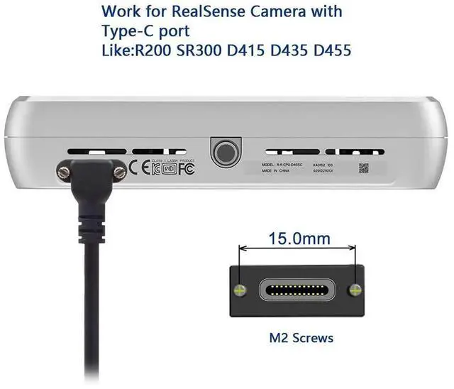 Alt view image 3 of 7 - 1.2M/3.94FT USB 3.0 to USBC 90 Degree Angled Data Cable with Panel Mount Screw for Industrial Camera