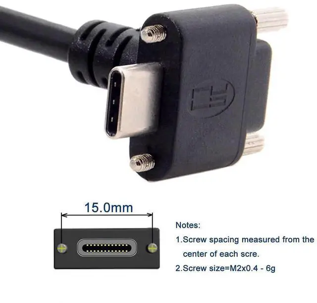 Alt view image 4 of 7 - 1.2M/3.94FT USB 3.0 to USBC 90 Degree Angled Data Cable with Panel Mount Screw for Industrial Camera