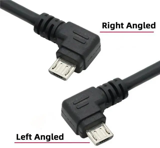 Alt view image 7 of 7 - 2 Pack 0.2M/0.65FT 90 Degree Angled USB 2.0 Male to Micro USB 5Pin Male Charging & Data Transfer Extension Cable