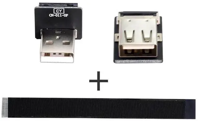 Alt view image 2 of 7 - 0.5M USB 2.0 Flat Ribbon Flex Extension Cable, USB 2.0 Male to Female 90 Degree Up Angled Data Transfer & Charging Adapter Cord