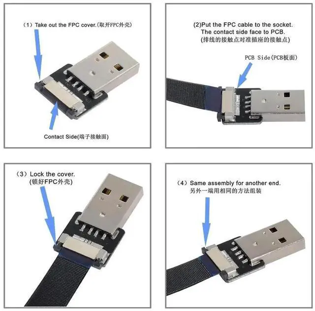 Alt view image 6 of 7 - 0.5M USB 2.0 Flat Ribbon Flex Extension Cable, USB 2.0 Male to Female 90 Degree Up Angled Data Transfer & Charging Adapter Cord