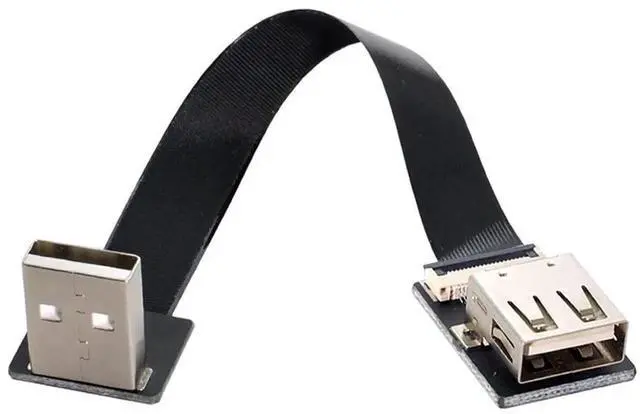Alt view image 3 of 7 - 0.5M USB 2.0 Flat Ribbon Flex Extension Cable, USB 2.0 Male to Female 90 Degree Up Angled Data Transfer & Charging Adapter Cord