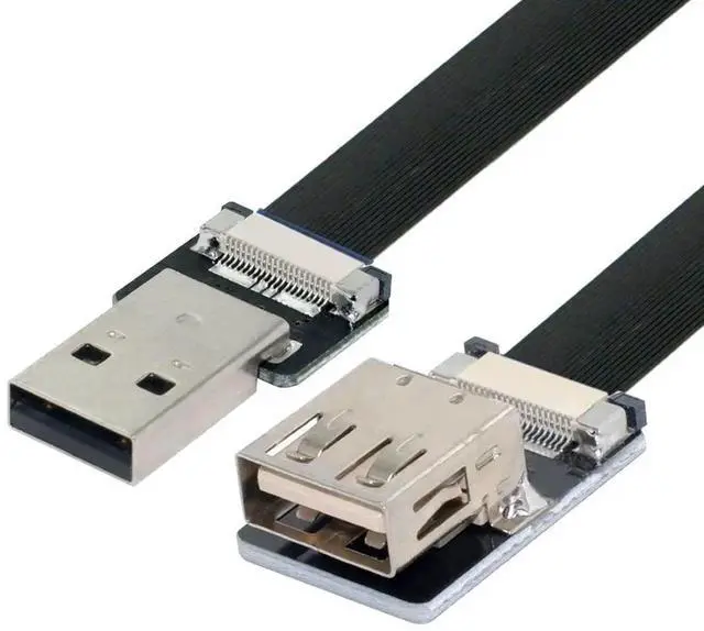 Main image of 0.5M USB 2.0 Flat Ribbon Flex Extension Cable, USB 2.0 Male to Female Data Transfer & Charging Adapter Cord