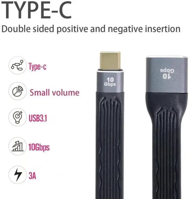 Alt view image 7 of 7 - USB 3.0 TypeA Female to USB 3.1 TypeC Male Host OTG Flat Slim FPC Data Cable for Laptop & Phone