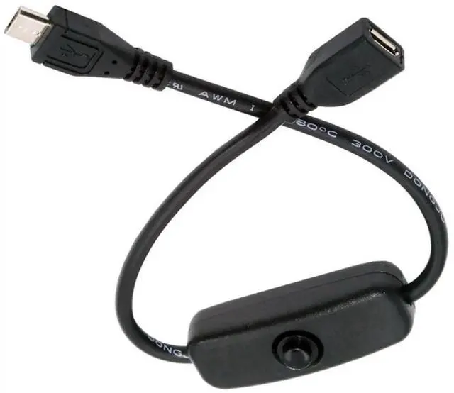 Main image of Micro USB Male to Female Power Extension Cable with On/Off Switch Button, DC 5V Power Control Cable