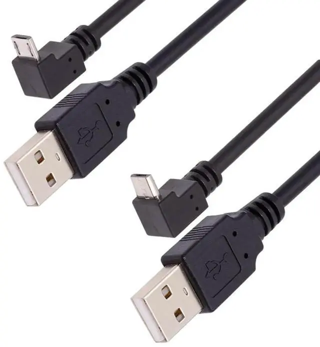 Alt view image 7 of 7 - 2 Pack 0.2M/0.65FT 90 Degree Up/Down Angled USB 2.0 Male to Micro USB 5Pin Male Charging & Data Transfer Extension Cable