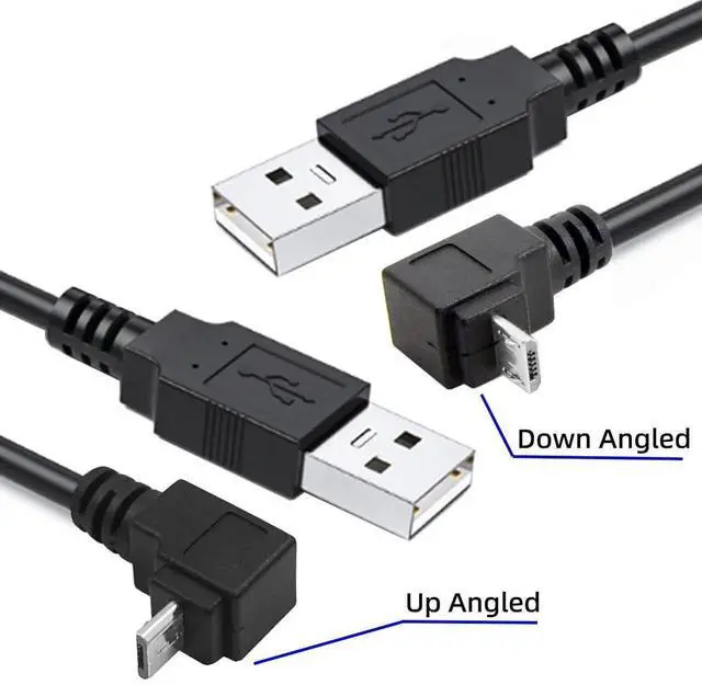 Alt view image 2 of 7 - 2 Pack 0.2M/0.65FT 90 Degree Up/Down Angled USB 2.0 Male to Micro USB 5Pin Male Charging & Data Transfer Extension Cable