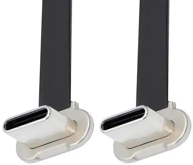 Main image of 15CM/5.91 Inch Short Flat USBC Cable, USB 2.0 Dual 90 Degree Angled 65W PD Fast Charging & Data Extension Cable