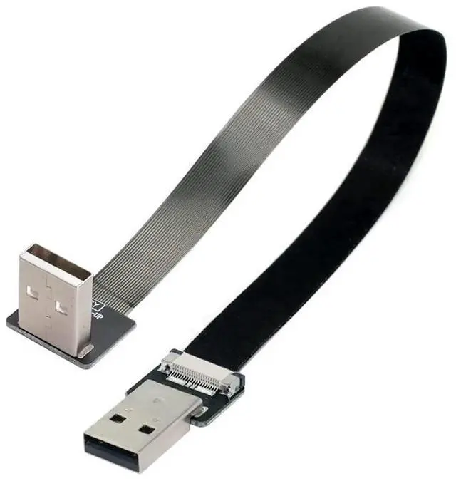 Alt view image 4 of 7 - 2.0M USB 2.0 Flat Ribbon Flex Extension Cable, USB 2.0 Male to Male 90 Degree Up Angled Data & Charging Adapter Cord