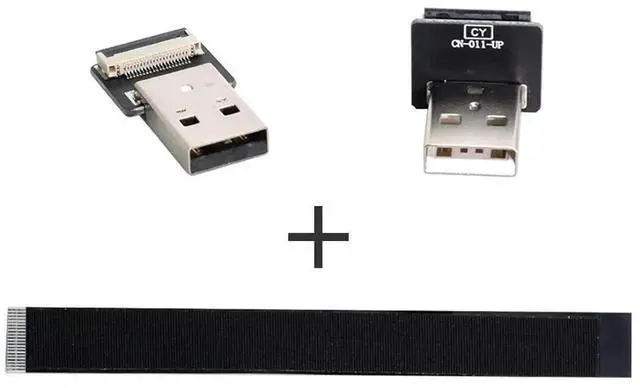 Alt view image 3 of 7 - 2.0M USB 2.0 Flat Ribbon Flex Extension Cable, USB 2.0 Male to Male 90 Degree Up Angled Data & Charging Adapter Cord