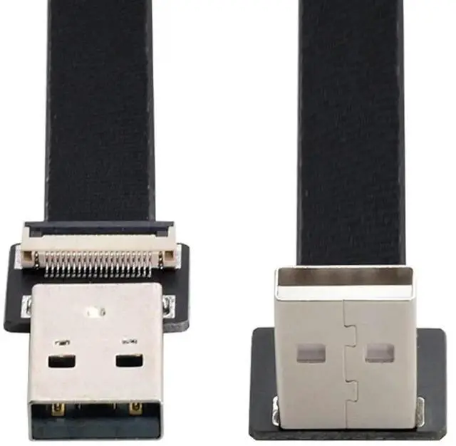Alt view image 7 of 7 - 2.0M USB 2.0 Flat Ribbon Flex Extension Cable, USB 2.0 Male to Male 90 Degree Up Angled Data & Charging Adapter Cord