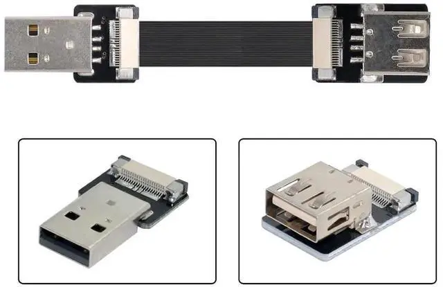 Alt view image 7 of 7 - 1.0M USB 2.0 Flat Ribbon Flex Extension Cable, USB 2.0 Male to Female Data Transfer & Charging Adapter Cord