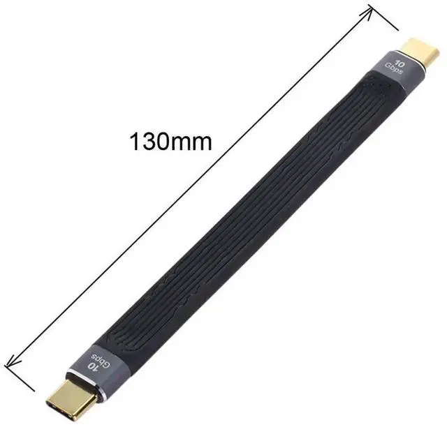 Alt view image 3 of 7 - 13cm Flat Slim FPC USBC Male to Male Cable, USB 3.1 10Gbps 65W 3A Fast Charging & Data Cable for Laptop & Phone
