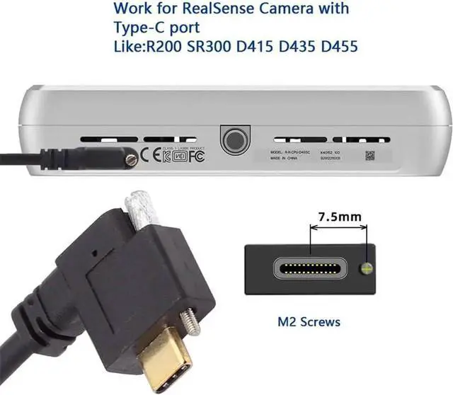 Alt view image 2 of 7 - Right Angled USBC Male to Female ScrewLocking Extension Cable, USB 3.1 10Gbps Data Cable for Realsense Camera & VR Quest Link