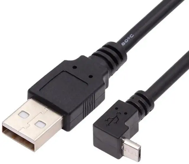 Alt view image 2 of 7 - 2 Pack 0.5M/1.64FT 90 Degree Up/Down Angled USB 2.0 Male to Micro USB 5Pin Male Charging & Data Transfer Extension Cable