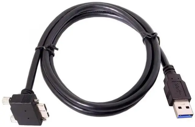 Alt view image 6 of 7 - 1.2M 90 Degree Down Angled USB 3.0 TypeA Male to MicroB Male Cable with Panel Mount Screws