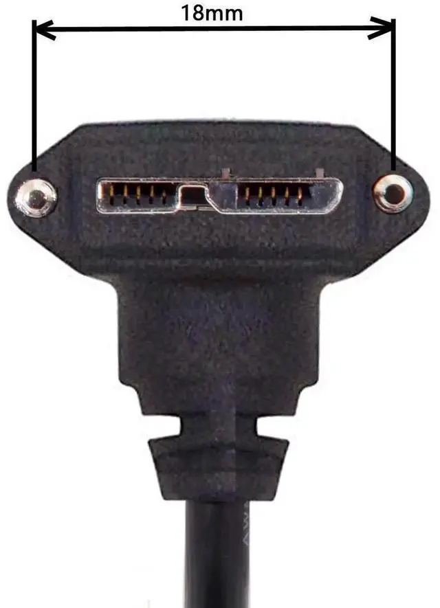 Alt view image 7 of 7 - 1.2M 90 Degree Down Angled USB 3.0 TypeA Male to MicroB Male Cable with Panel Mount Screws