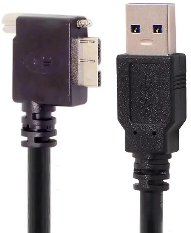 Main image of 1.2M 90 Degree Right Angled USB 3.0 TypeA Male to MicroB Male Cable with Panel Mount Screws