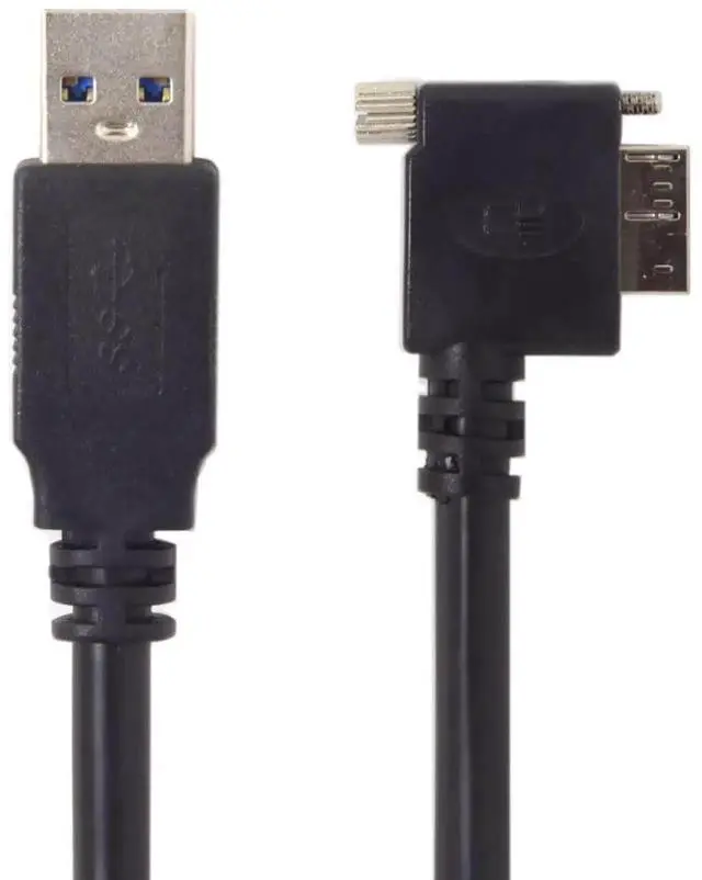 Alt view image 2 of 7 - 1.2M 90 Degree Right Angled USB 3.0 TypeA Male to MicroB Male Cable with Panel Mount Screws