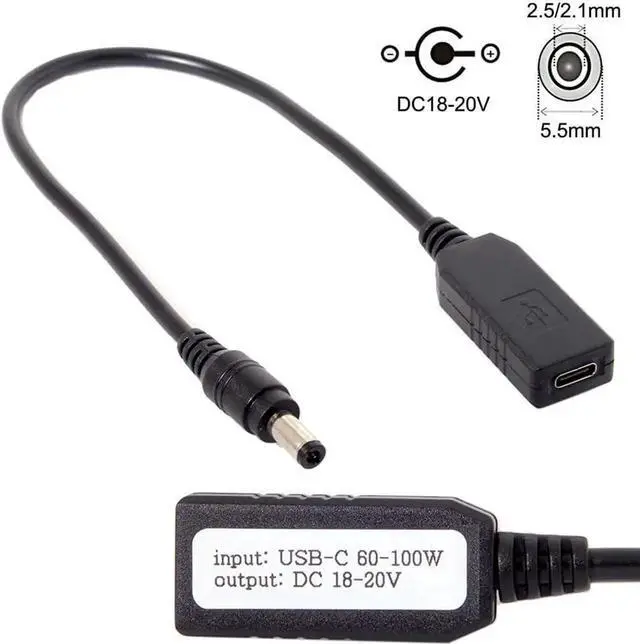 Alt view image 2 of 7 - USBC to DC 20V PD Emulator Trigger Charging Cable, USB 3.1 TypeC to 5.5×2.5mm & 5.5×2.1mm Dual Power Plug for Laptop