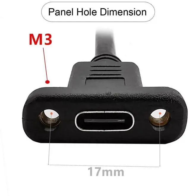 Alt view image 4 of 7 - 0.3M 90 Degree Up Angled USBC Male to Female Extension Cable, USB 3.1 Gen 2 10Gbps Fast Charging Data Video Transfer Cable with Panel Mount Hole