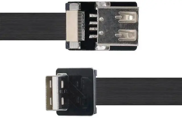 Alt view image 6 of 7 - 0.5M 90 Degree Down Angled USB 2.0 Male to Female Flat Ribbon Flex Extension Cable Adapter for Data Transfer & Charging