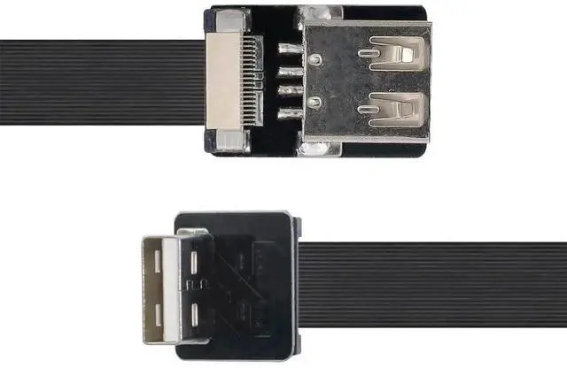 Alt view image 6 of 7 - 1.0M 90 Degree Down Angled USB 2.0 Male to Female Flat Ribbon Flex Extension Cable Adapter for Data Transfer & Charging
