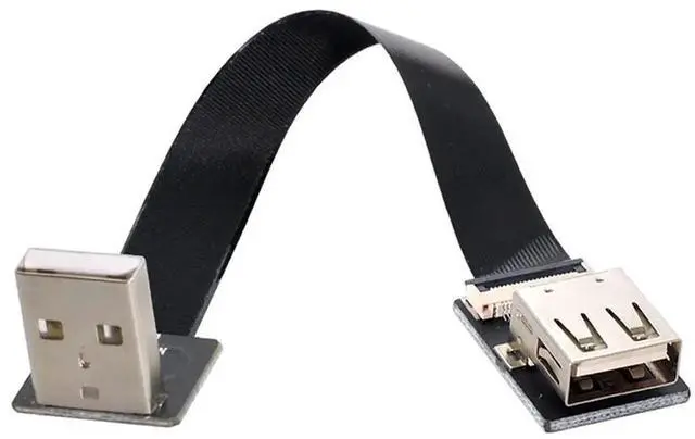 Alt view image 5 of 7 - 1.0M 90 Degree Down Angled USB 2.0 Male to Female Flat Ribbon Flex Extension Cable Adapter for Data Transfer & Charging
