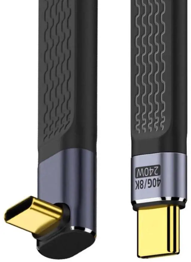 Main image of 13cm 90 Degree Up Angled Flat Slim FPC USB4 Short Cable, 40Gbps 240W/100W 8K Data Extension Cable for Laptop & Phone