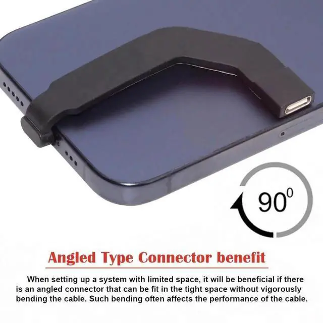Alt view image 5 of 7 - Angled USBC Male to Female UltraSlim Extension Cable, 65W Fast Charging Data Cable Connector Protector for Tablet & Phone