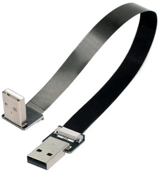 Alt view image 5 of 6 - 2.0M 90 Degree Down Angled USB 2.0 Male to Male Flat Ribbon Flex Extension Cable Adapter for Data Transfer & Charging