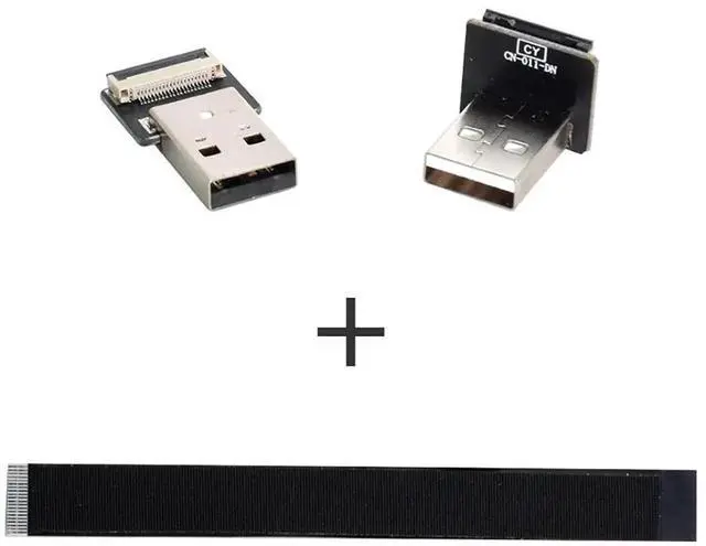 Alt view image 6 of 6 - 2.0M 90 Degree Down Angled USB 2.0 Male to Male Flat Ribbon Flex Extension Cable Adapter for Data Transfer & Charging
