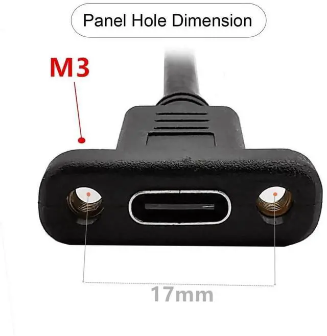 Alt view image 4 of 7 - 0.3M 90 Degree Right Angled USBC Male to Female Extension Cable, USB 3.1 Gen 2 10Gbps Fast Charging Data & Video Cable with Panel Mount Hole
