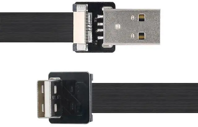 Alt view image 7 of 7 - 1.0M 90 Degree Down Angled USB 2.0 Male to Male Flat Ribbon Flex Extension Cable Adapter for Data Transfer & Charging
