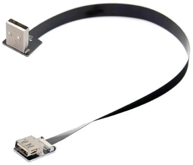 Alt view image 5 of 6 - 2.0M 90 Degree Up Angled USB 2.0 Male to Female Flat Ribbon Flex Extension Cable Adapter for Data Transfer & Charging