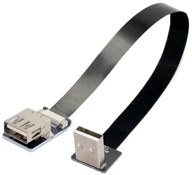 Alt view image 2 of 6 - 2.0M 90 Degree Up Angled USB 2.0 Male to Female Flat Ribbon Flex Extension Cable Adapter for Data Transfer & Charging