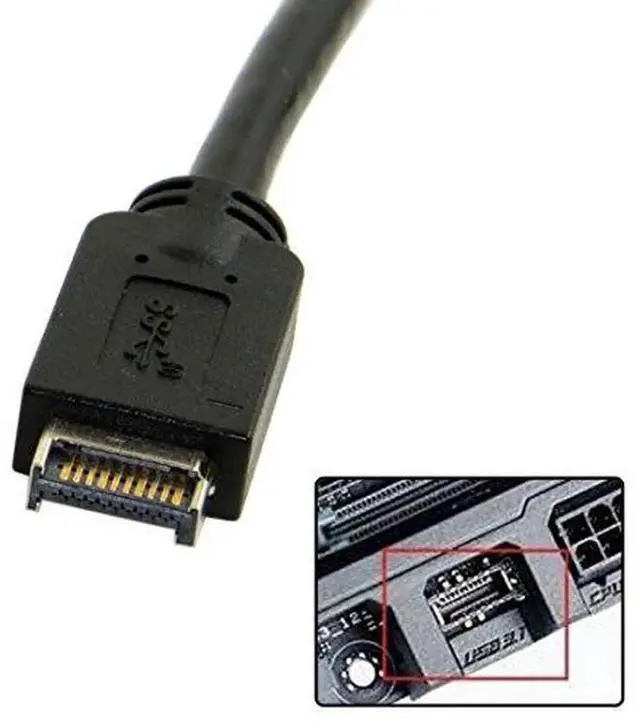 Alt view image 6 of 6 - 12cm USBC Front Panel Header to USB TypeE Motherboard Extension Cable Adapter, USB 3.1 Gen 2 10Gbps with PCIE Bracket