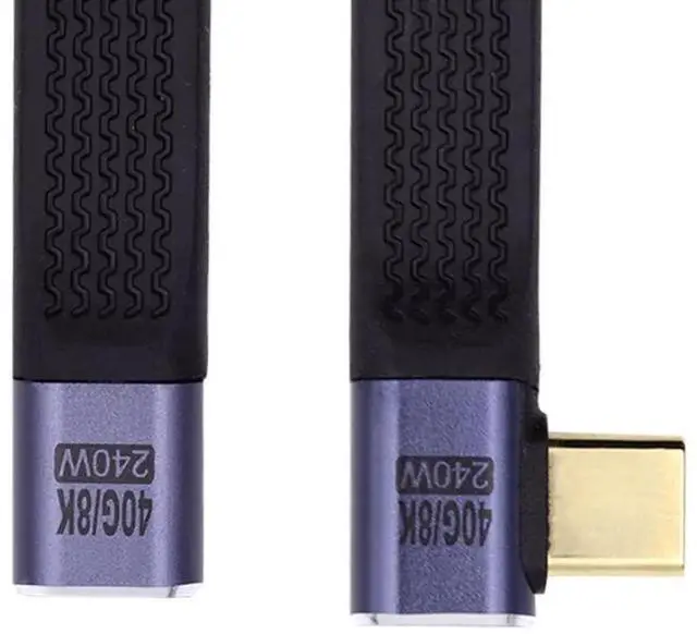 Main image of 13cm 90 Degree RightAngled USB4 Plug to Socket Slim Flat Extension Cable, 40Gbps 240W Fast Charging 8K@60Hz Video Cable