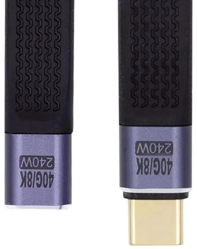 Main image of 13cm USB4 Male to Female Slim Flat 90° RightAngled Extension Cable, 40Gbps Data 240W PD Charging 8K@60Hz Video Transfer Cable