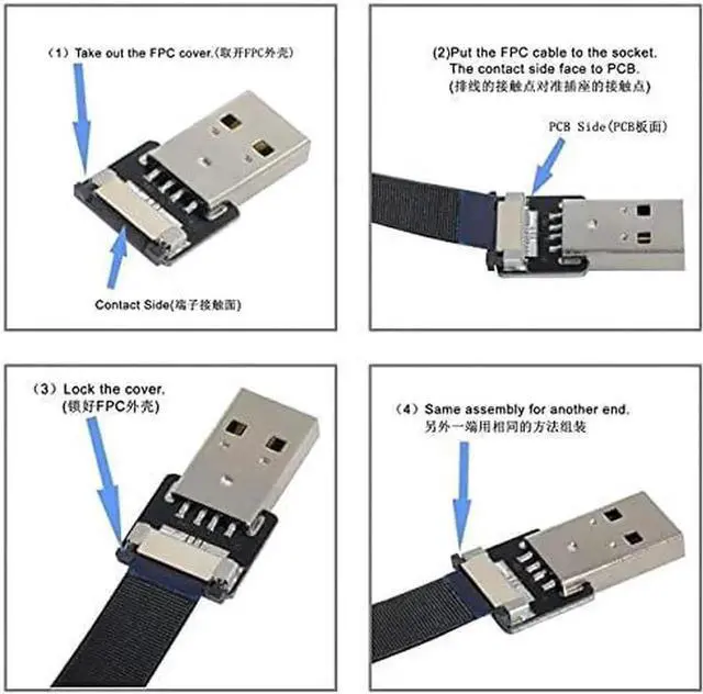 Main image of 100CM USB 2.0 TypeA Male to Female Flat Slim FPC Extension Data Cable for FPV, Hard Disk, Scanner & Printer