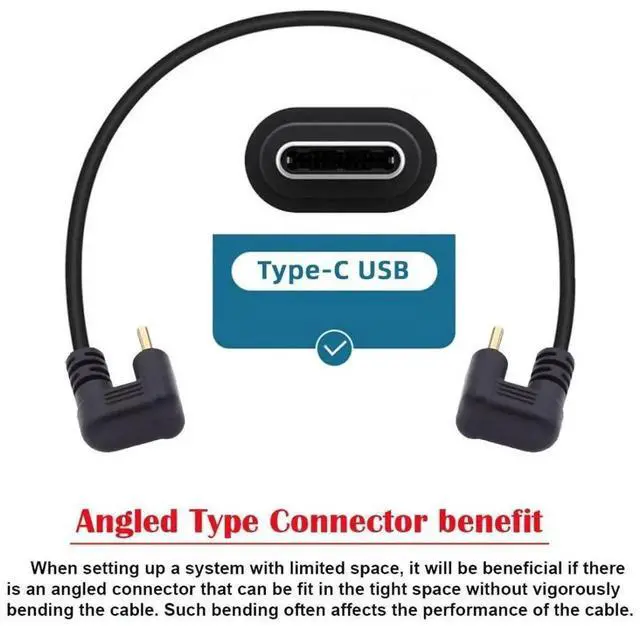 Alt view image 6 of 7 - 0.3M USBC Male to Male 180° UShaped Angled Extension Cable, USB 3.1 Gen 2 10Gbps Fast Charging Data & Video Transfer Cable