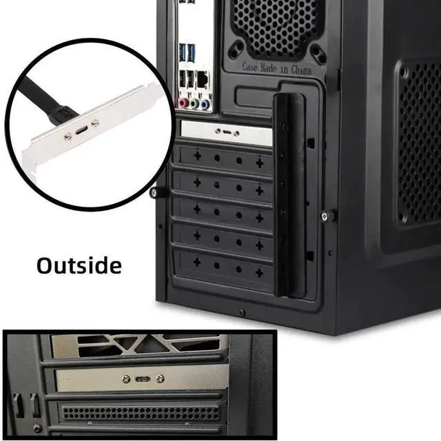 Alt view image 7 of 7 - 12cm USBC Front Panel Header to USB TypeE Motherboard Extension Cable Adapter, USB 3.2 Gen 2x2 20Gbps with PCIE Bracket