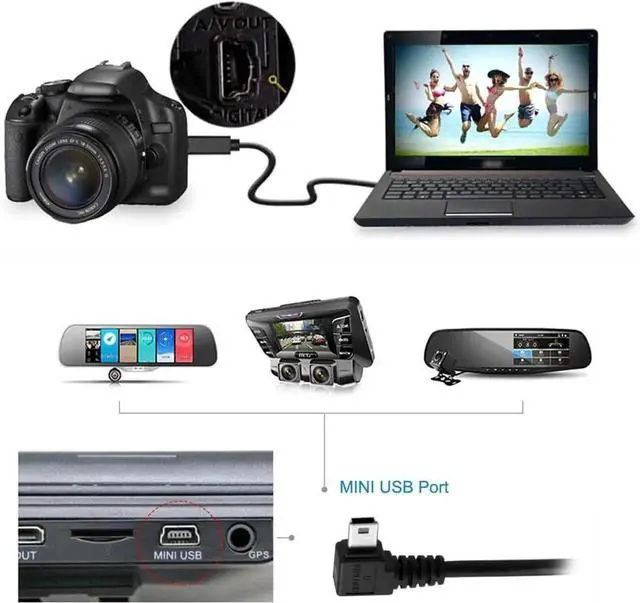 Alt view image 6 of 7 - 1.8M Black 90 Degree RightAngled USB 2.0 Male to Mini USB 5Pin Male Charging & Data Transfer Extension Cable