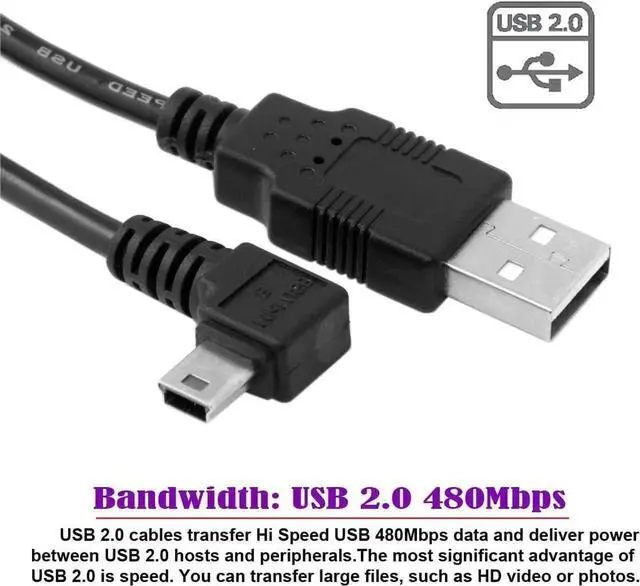 Alt view image 5 of 7 - 1.8M Black 90 Degree RightAngled USB 2.0 Male to Mini USB 5Pin Male Charging & Data Transfer Extension Cable
