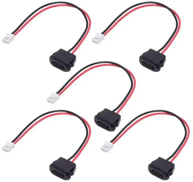 Main image of 5 Pack 2.0mm Pitch 2Pin to USBC Female DC 5V 3A Flush Mount Charging Socket Conversion Cable Adapter