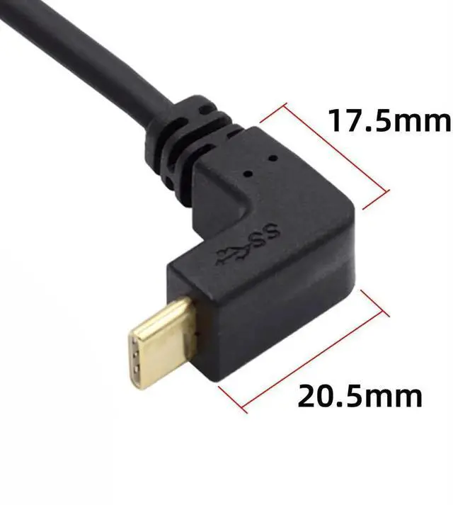 Alt view image 5 of 7 - 100cm Type06 Up & Down Angled USBC (USB 3.1) to 90 Degree Left Angled USBA Male Data Cable for Tablet & Cell Phone