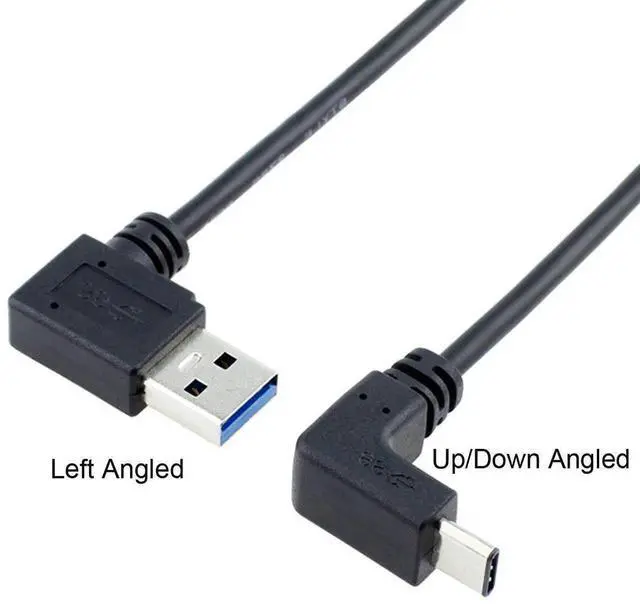 Alt view image 3 of 7 - 100cm Type06 Up & Down Angled USBC (USB 3.1) to 90 Degree Left Angled USBA Male Data Cable for Tablet & Cell Phone