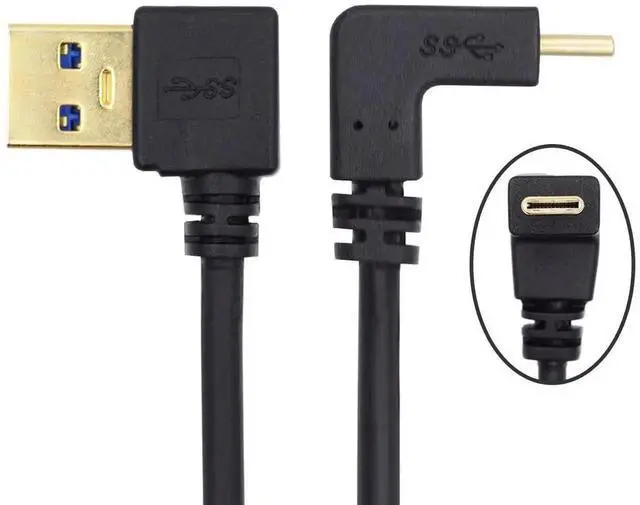 Alt view image 7 of 7 - 100cm Type06 Up & Down Angled USBC (USB 3.1) to 90 Degree Left Angled USBA Male Data Cable for Tablet & Cell Phone
