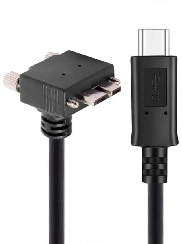 Main image of 90 Degree UpAngled USBC to Micro USB 3.0 Data Cable with Screw Mount, 5Gbps HighSpeed Transfer