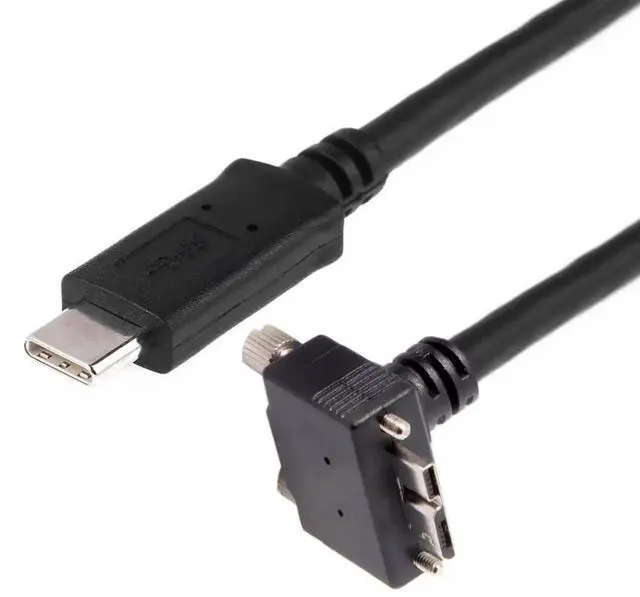 Alt view image 2 of 6 - 90 Degree UpAngled USBC to Micro USB 3.0 Data Cable with Screw Mount, 5Gbps HighSpeed Transfer
